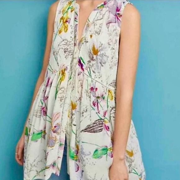 Anthropologie Nia Tunic Top Floral Medium - Picture 3 of 16